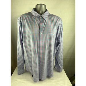 Men’s Croft & Barrow Slim Fit Check Long Sleeve Button Up Shirt Sz 2XL Pink Blue